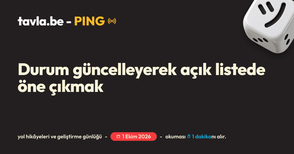 Durum güncelleyerek açık listede öne çıkmak için Ping kapak görseli