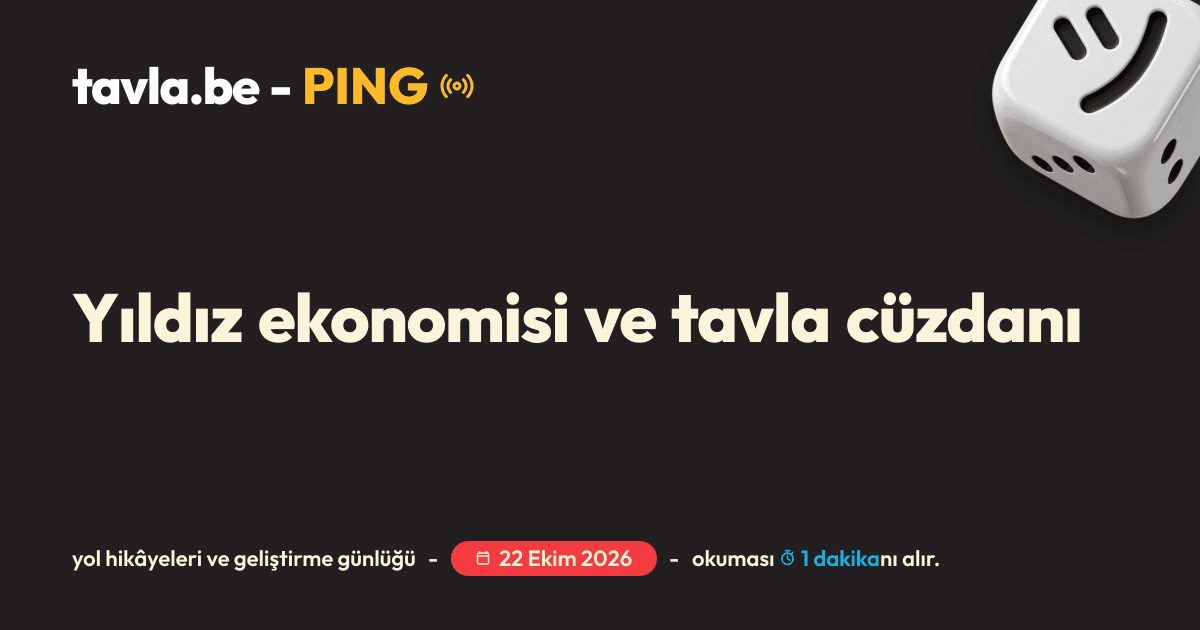 Yıldız ekonomisi ve tavla cüzdanı için Ping kapak görseli